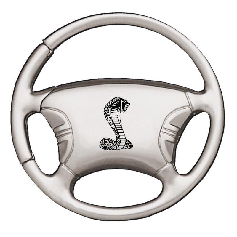 Mustang Cobra Steering Wheel Key Fob - Silver