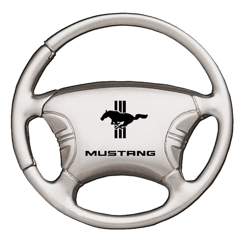 Mustang Tri-Bar Steering Wheel Key Fob - Silver