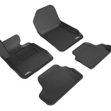 All-Weather Custom-Fit Floor Mats for BMW 3 Series Convertible 2007-2013 with Non-Slip Backing - Black - 1st Row 2nd Row