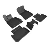 All-Weather Custom-Fit Floor Mats for BMW 5 Series (G60) 2024-2025 with Non-Slip Backing - Black - 1st Row 2nd Row