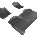 All-Weather Custom-Fit Floor Mats for Chevrolet Silverado Crew Cab 2007-2013 with Non-Slip Backing - Black - 1st Row 2nd Row