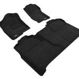 All-Weather Custom-Fit Floor Mats for Chevrolet/ GMC Silverado / Sierra Crew Cab 2007-2013 with Non-Slip Backing - Black - 1st Row 2nd Row