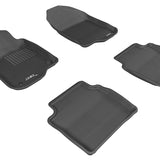 All-Weather Custom-Fit Floor Mats for Chevrolet Malibu 2008-2012 with Non-Slip Backing - Black - 1st Row 2nd Row