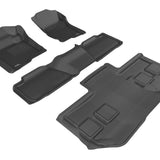 All-Weather Custom-Fit Floor Mats for Chevrolet Suburban 2011-2014 with Non-Slip Backing - Black - 1st Row 2nd Row 3rd Row