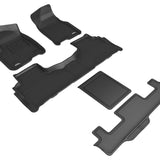 All-Weather Custom-Fit Floor Mats for Chevrolet / GMC Tahoe / Yukon 2021-2024 with Non-Slip Backing - Black - 1st Row 2nd Row 3rd Row
