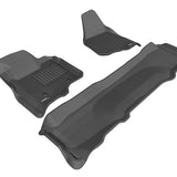 All-Weather Custom-Fit Floor Mats for Ford F-250 / F-350 / F-450 Crew Cab 2011-2012 with Non-Slip Backing - Black - 1st Row 2nd Row