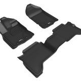 All-Weather Custom-Fit Floor Mats for Ford Ranger Supercrew 2019-2023 with Non-Slip Backing - Black - 1st Row 2nd Row
