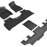 All-Weather Custom-Fit Floor Mats for GMC Yukon Xl 2021-2025 with Non-Slip Backing - Black - 1st Row 2nd Row 3rd Row