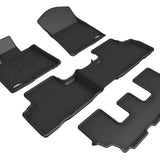 All-Weather Custom-Fit Floor Mats for Genesis Gv80 7-Seat 2021-2024 with Non-Slip Backing - Black - 1st Row 2nd Row 3rd Row