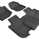 All-Weather Custom-Fit Floor Mats for Honda Fit 2009-2013 with Non-Slip Backing - Black - 1st Row 2nd Row