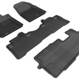 All-Weather Custom-Fit Floor Mats for Honda Pilot 2009-2015 with Non-Slip Backing - Black - 1st Row 2nd Row 3rd Row