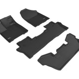 All-Weather Custom-Fit Floor Mats for Honda Pilot 7-Passenger 2016-2022 with Non-Slip Backing - Black - 1st Row 2nd Row 3rd Row