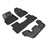All-Weather Custom-Fit Floor Mats for Honda Pilot 2023-2025 with Non-Slip Backing - Black - 1st Row 2nd Row