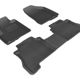 All-Weather Custom-Fit Floor Mats for Hyundai Santa Fe 2007-2009 with Non-Slip Backing - Black - 1st Row 2nd Row