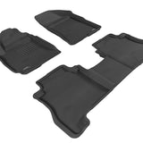 All-Weather Custom-Fit Floor Mats for Hyundai Santa Fe 2010-2012 with Non-Slip Backing - Black - 1st Row 2nd Row
