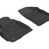 All-Weather Custom-Fit Floor Mats for Hyundai Santa Fe 2010-2012 with Non-Slip Backing - Black - 1st Row