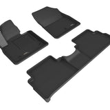All-Weather Custom-Fit Floor Mats for Hyundai Santa Fe Hybrid/Phev 2021-2023 with Non-Slip Backing - Black - 1st Row 2nd Row