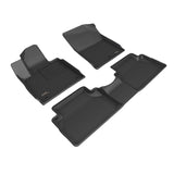All-Weather Custom-Fit Floor Mats for Hyundai Santa Fe Gas 2021-2023 with Non-Slip Backing - Black - 1st Row 2nd Row