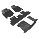 All-Weather Custom-Fit Floor Mats for Infiniti Qx60 7-Seat 2022-2025 with Non-Slip Backing - Black - 1st Row 2nd Row 3rd Row