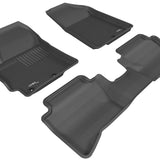 All-Weather Custom-Fit Floor Mats for Kia Rio/ Rio5 2012-2013 with Non-Slip Backing - Black - 1st Row 2nd Row