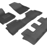 All-Weather Custom-Fit Floor Mats for Kia Sorento 7-Seats 2014-2015 with Non-Slip Backing - Black - 1st Row 2nd Row 3rd Row