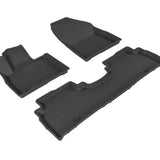 All-Weather Custom-Fit Floor Mats for Kia Sorento 5-Seat 2016-2020 with Non-Slip Backing - Black - 1st Row 2nd Row