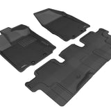 All-Weather Custom-Fit Floor Mats for Nissan Pathfinder 2013-2020 with Non-Slip Backing - Black - 1st Row 2nd Row