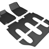 All-Weather Custom-Fit Floor Mats for Tesla Model X Non-Folding 7-Seat 2016-2017 with Non-Slip Backing - Black - 1st Row 2nd Row 3rd Row