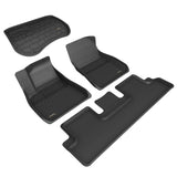 All-Weather Custom-Fit Floor Mats for Tesla Model 3 2017-2019 with Non-Slip Backing - Black - 1st Row 2nd Row