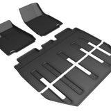 All-Weather Custom-Fit Floor Mats for Tesla Model X Folding 7-Seat 2017-2021 with Non-Slip Backing - Black - 1st Row 2nd Row 3rd Row