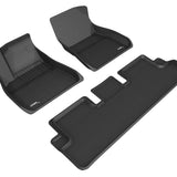 All-Weather Custom-Fit Floor Mats for Tesla Model 3 2020-2021 with Non-Slip Backing - Black - 1st Row 2nd Row