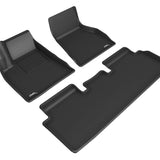 All-Weather Custom-Fit Floor Mats for Tesla Model S 2020-2021 with Non-Slip Backing - Black - 1st Row 2nd Row