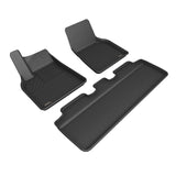 All-Weather Custom-Fit Floor Mats for Tesla Model Y 2021-2025 with Non-Slip Backing - Black - 1st Row 2nd Row