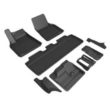 All-Weather Custom-Fit Floor Mats for Tesla Model Y 7-Seat 2021-2025 with Non-Slip Backing - Black - 1st Row 2nd Row 3rd Row