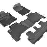 All-Weather Custom-Fit Floor Mats for Toyota 4Runner 2010-2012 with Non-Slip Backing - Black - 1st Row 2nd Row 3rd Row