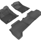 All-Weather Custom-Fit Floor Mats for Toyota Tacoma Double Cab 2005-2011 with Non-Slip Backing - Black - 1st Row 2nd Row