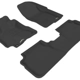 All-Weather Custom-Fit Floor Mats for Toyota Corolla 2009-2013 with Non-Slip Backing - Black - 1st Row 2nd Row