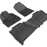 All-Weather Custom-Fit Floor Mats for Toyota Tundra Double Cab 2012-2013 with Non-Slip Backing - Black - 1st Row 2nd Row