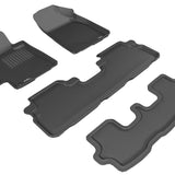 All-Weather Custom-Fit Floor Mats for Toyota Highlander Gas 2008-2013 with Non-Slip Backing - Black - 1st Row 2nd Row 3rd Row