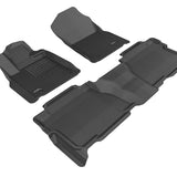 All-Weather Custom-Fit Floor Mats for Toyota Tundra Crewmax 2012-2013 with Non-Slip Backing - Black - 1st Row 2nd Row