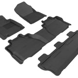 All-Weather Custom-Fit Floor Mats for Toyota Sequoia 2012-2021 with Non-Slip Backing - Black - 1st Row 2nd Row 3rd Row