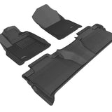 All-Weather Custom-Fit Floor Mats for Toyota Tundra Crewmax 2014-2021 with Non-Slip Backing - Black - 1st Row 2nd Row