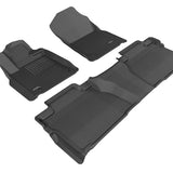 All-Weather Custom-Fit Floor Mats for Toyota Tundra Double Cab 2014-2021 with Non-Slip Backing - Black - 1st Row 2nd Row
