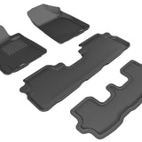 All-Weather Custom-Fit Floor Mats for Toyota Highlander Hybrid 2008-2013 with Non-Slip Backing - Black - 1st Row 2nd Row 3rd Row