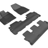 All-Weather Custom-Fit Floor Mats for Toyota Highlander 2014-2019 with Non-Slip Backing - Black - 1st Row 2nd Row 3rd Row