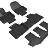 All-Weather Custom-Fit Floor Mats for Toyota Highlander 2020-2024 with Non-Slip Backing - Black - 1st Row 2nd Row 3rd Row