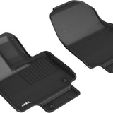 All-Weather Custom-Fit Floor Mats for Toyota Highlander 2020-2024 with Non-Slip Backing - Black - 1st Row