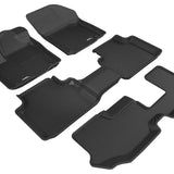 All-Weather Custom-Fit Floor Mats for Volkswagen Atlas 7-Seat 2018-2025 with Non-Slip Backing - Black - 1st Row 2nd Row 3rd Row