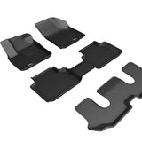 All-Weather Custom-Fit Floor Mats for Volkswagen Atlas 6-Seat 2018-2025 with Non-Slip Backing - Black - 1st Row 2nd Row 3rd Row