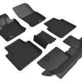 All-Weather Custom-Fit Floor Mats for Volkswagen Tiguan 2018-2024 with Non-Slip Backing - Black - 1st Row 2nd Row 3rd Row